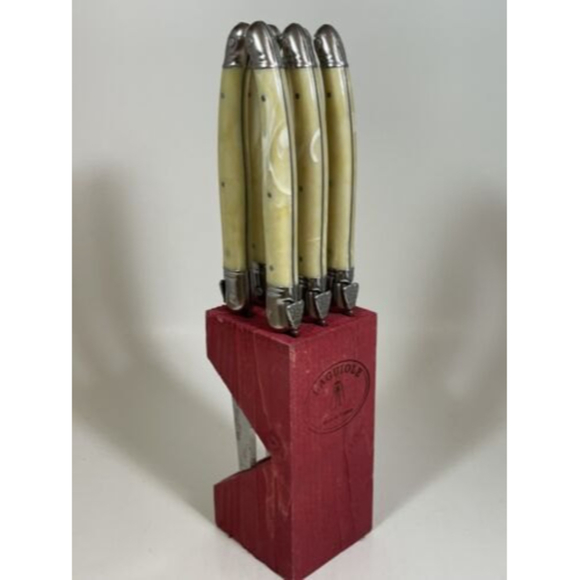 Cutlery SET Laguiole Jean Dobost Steak Knife Thiers France Ivory Marble KNIVES - Picture 1 of 12